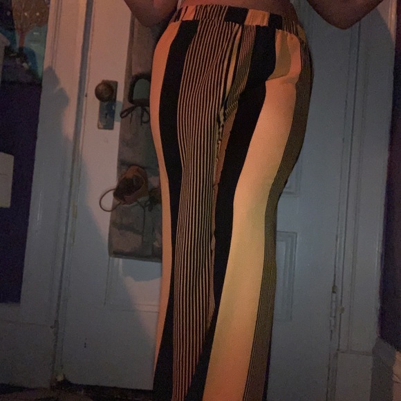 Black and Yellow striped plus size wide cuff pant - Picture 2 of 5